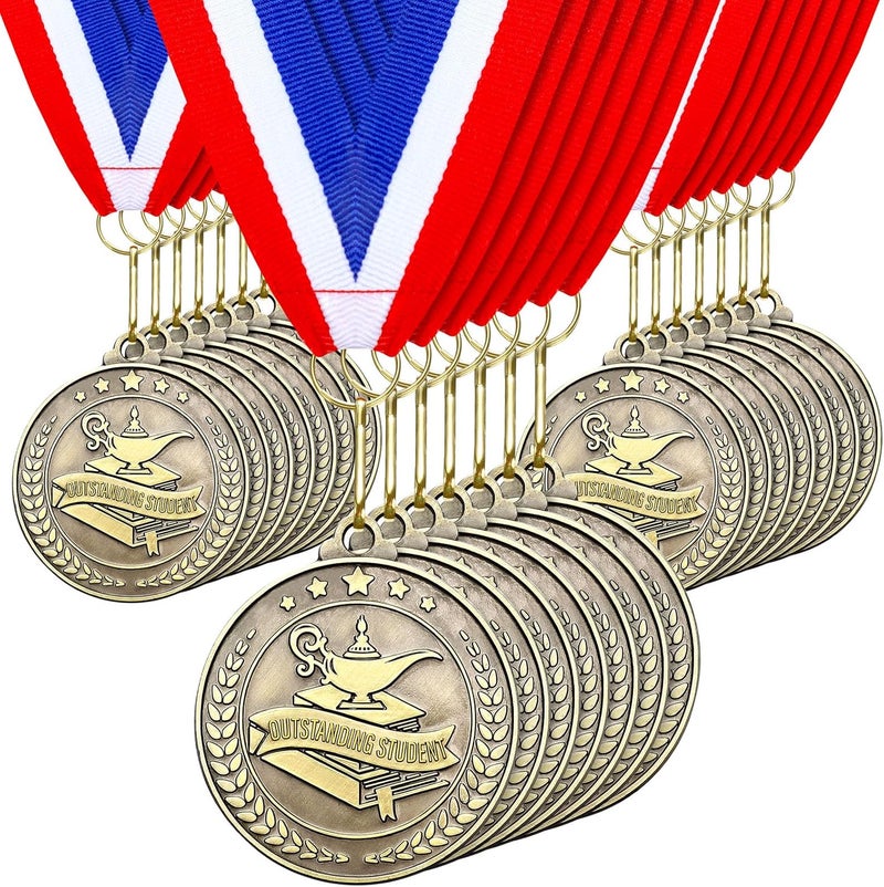 Quelay 30 Pcs 2'' Award Medals Bulk Gold Winner Medals with Neck Ribbons Metal Trophy Award Prize Gift for Tournaments, Competitions, Party, Kids and Adults - Image 1